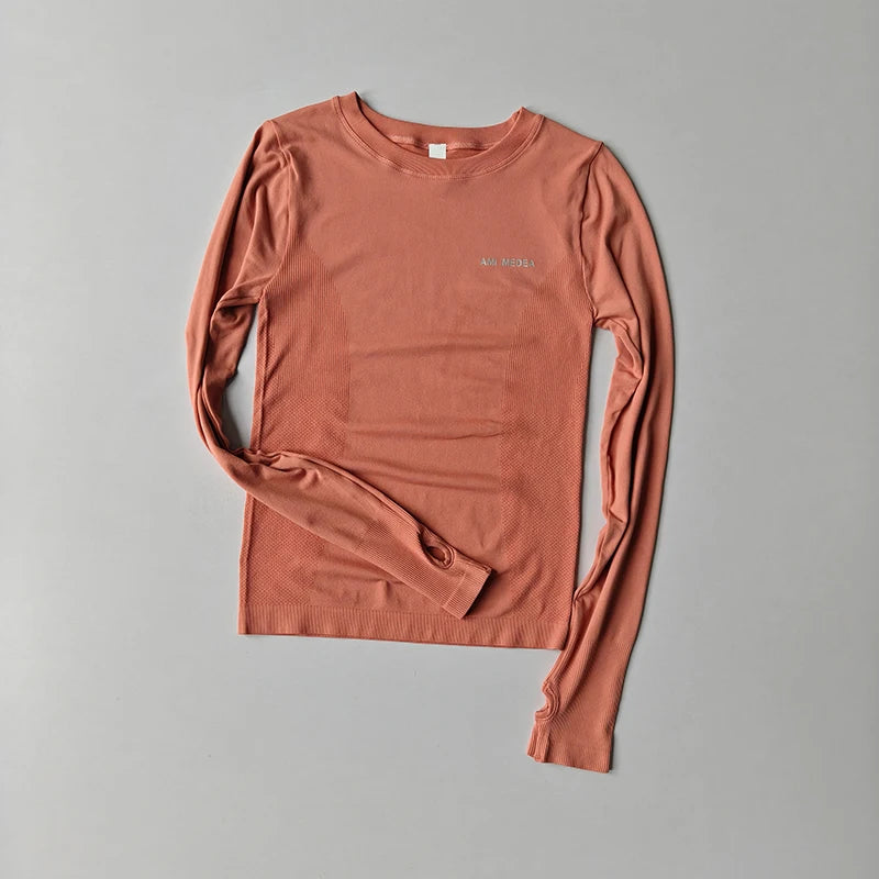 Yoga Clothes for Women Slim Sports Tops Gym Long Sleeved Running Pilates Stretch Training Quick-drying T-shirts Fitness Clothes