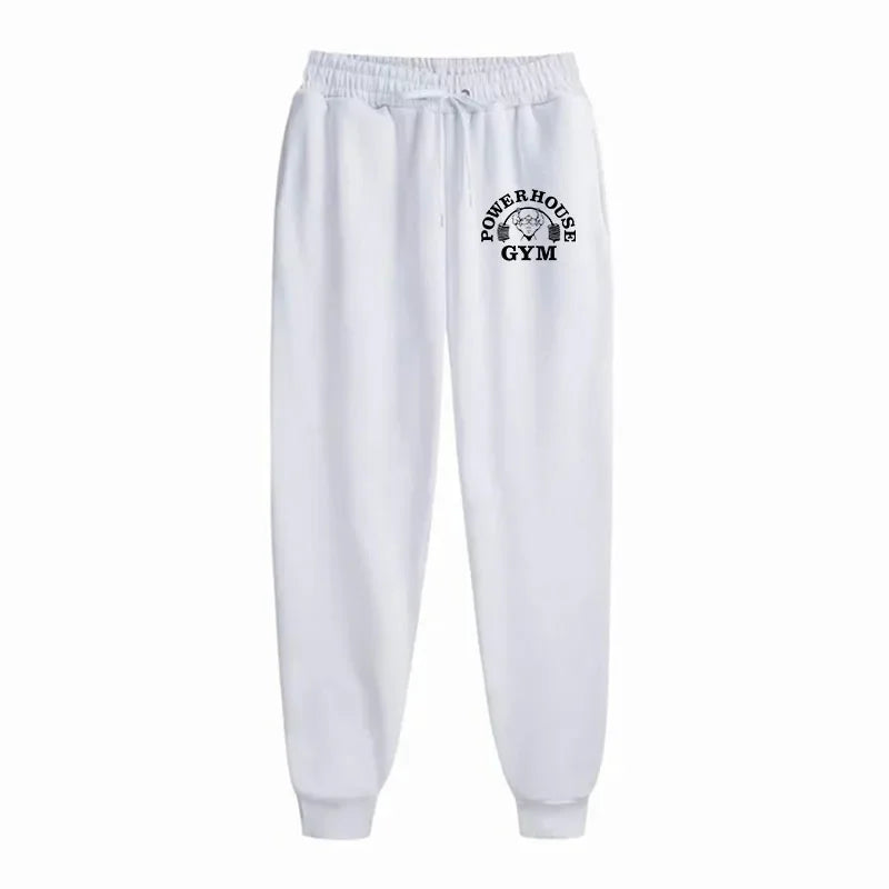 GYM Powerhouse Print Pants Men Casual Sports Pants Running Workout Jogging Long Pants Men Fleece Jogger Sweatpants Long Pants