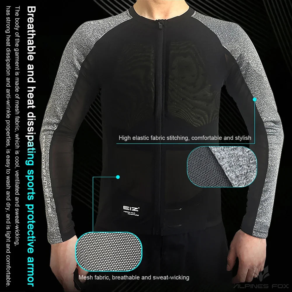 Men Motorcycle Jacket with Soft Gear Racing Pads MTB Downhill Sports Breathable High Elastic Lightweight Motocross Shirt
