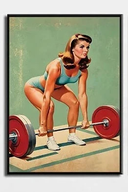 Bodybuilder Woman Canvas Painting Wall Art Female Exercise Weightlifting Poster Gym Room Home Decor Vintage Gifts for Girls