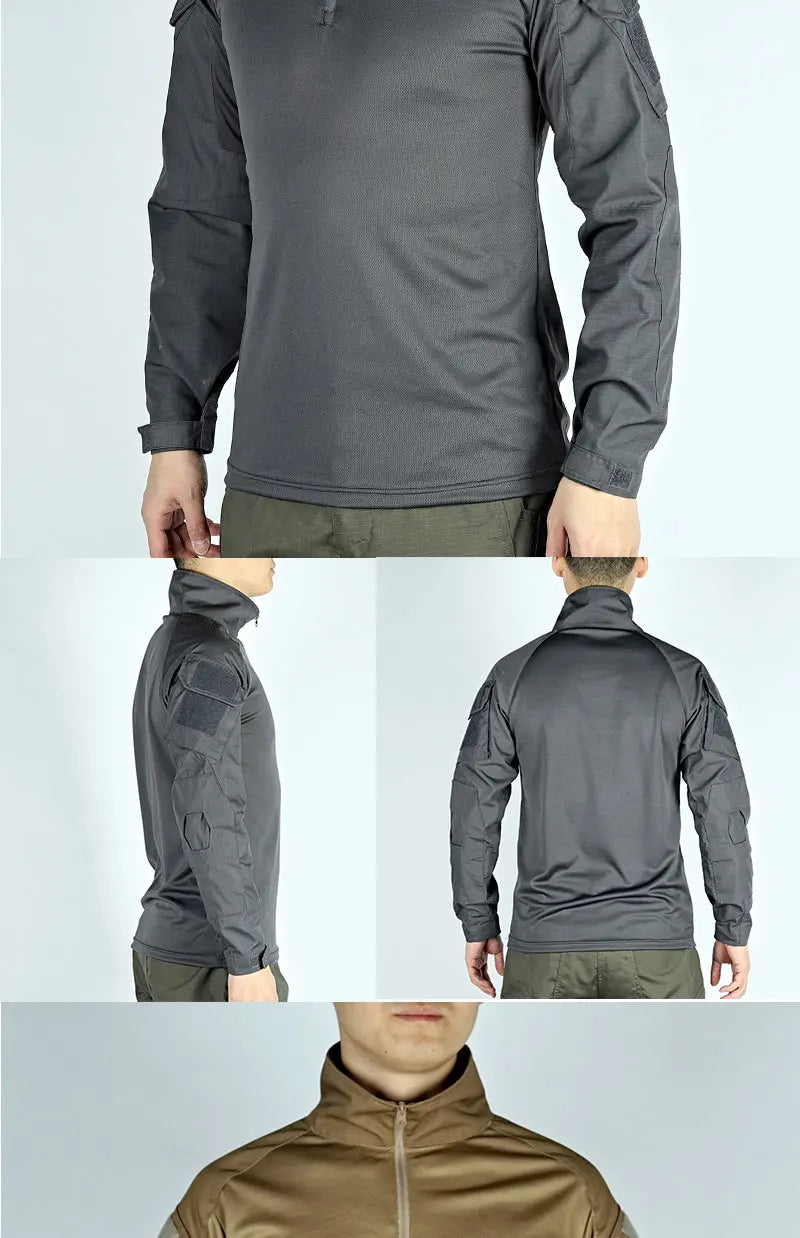 Army Outdoors T Shirt Long Sleeve Combat Shirt Tactical Clothing BreathableTraining Hunting Clothes Hiking Shirt Work Wear Men
