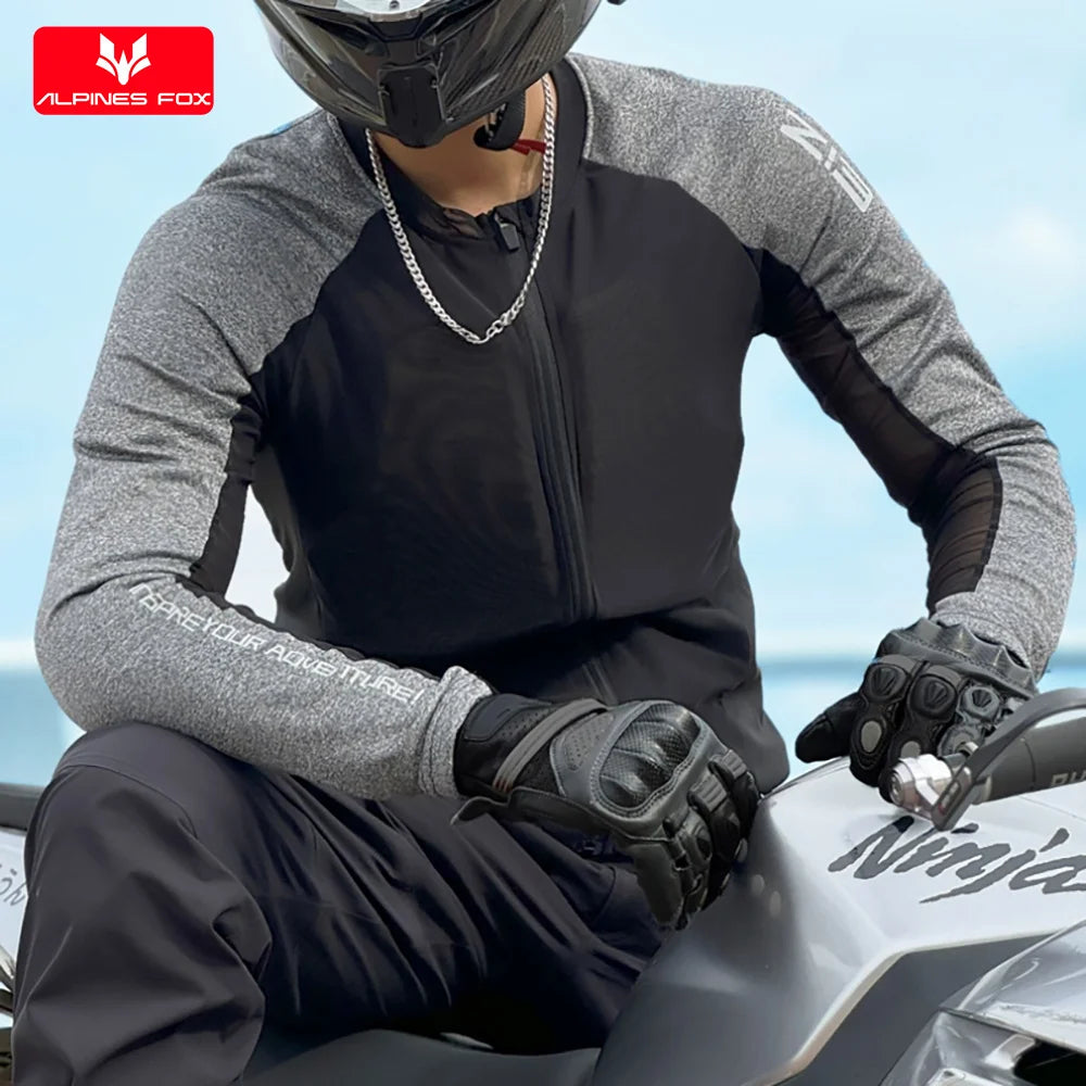 Men Motorcycle Jacket with Soft Gear Racing Pads MTB Downhill Sports Breathable High Elastic Lightweight Motocross Shirt