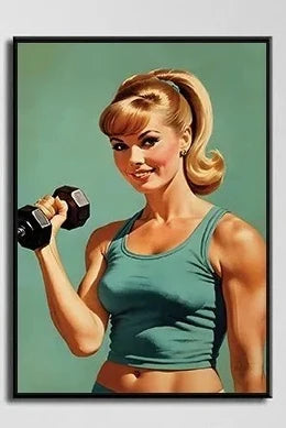 Bodybuilder Woman Canvas Painting Wall Art Female Exercise Weightlifting Poster Gym Room Home Decor Vintage Gifts for Girls