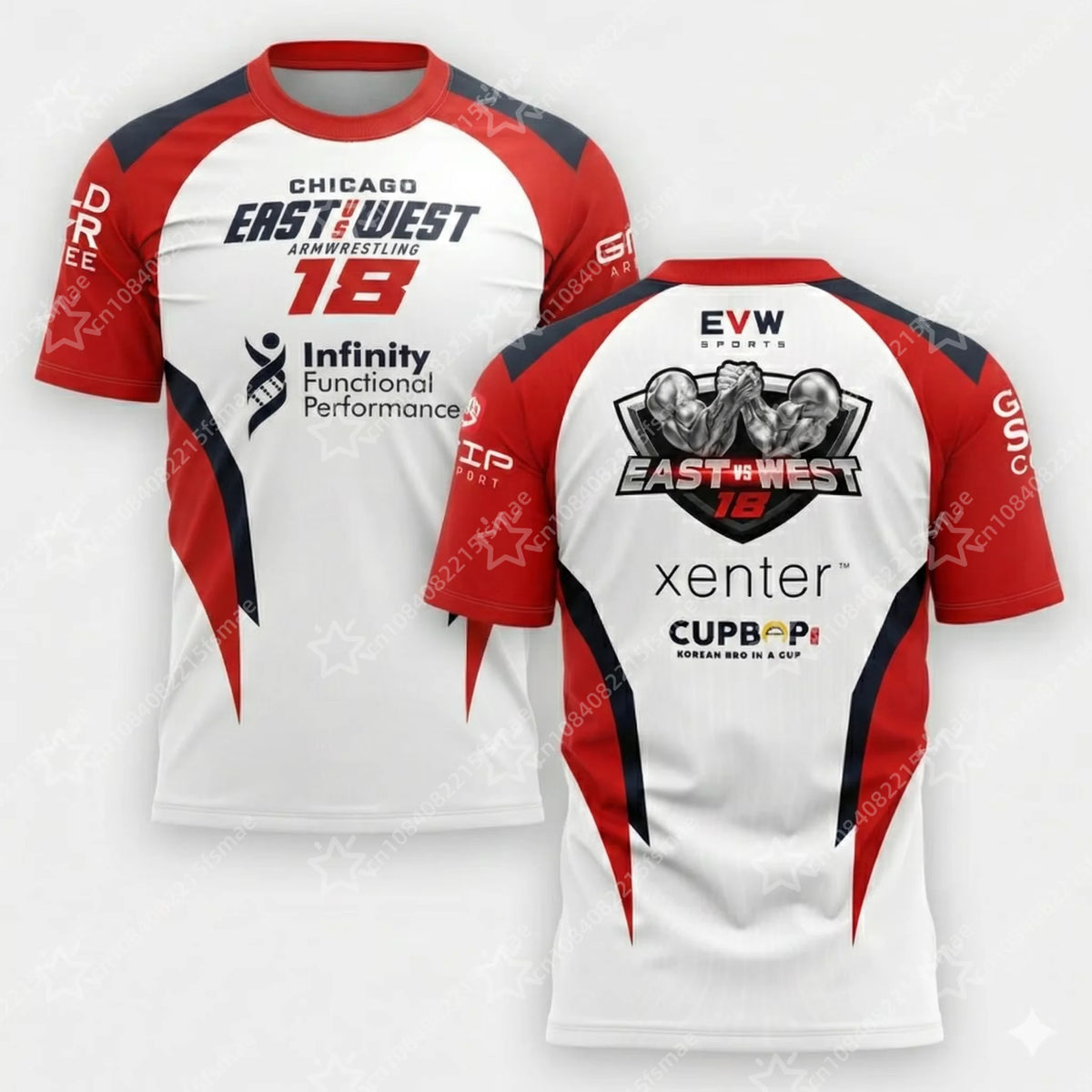 The East vs West Series 22 To 24 Armwrestling T-Shirt Atlantic City Sports Jersey Men's Breathable Quick Dry Fitness Gym Tee Top