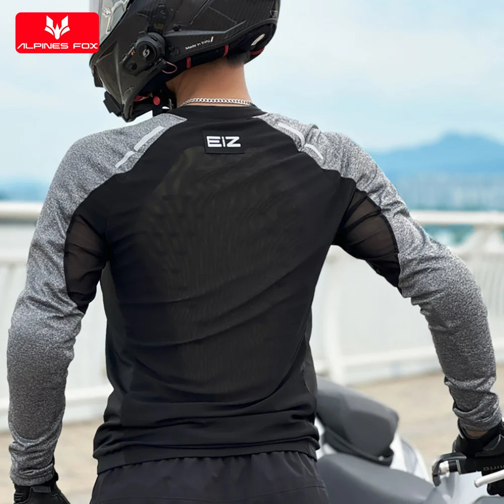 Men Motorcycle Jacket with Soft Gear Racing Pads MTB Downhill Sports Breathable High Elastic Lightweight Motocross Shirt