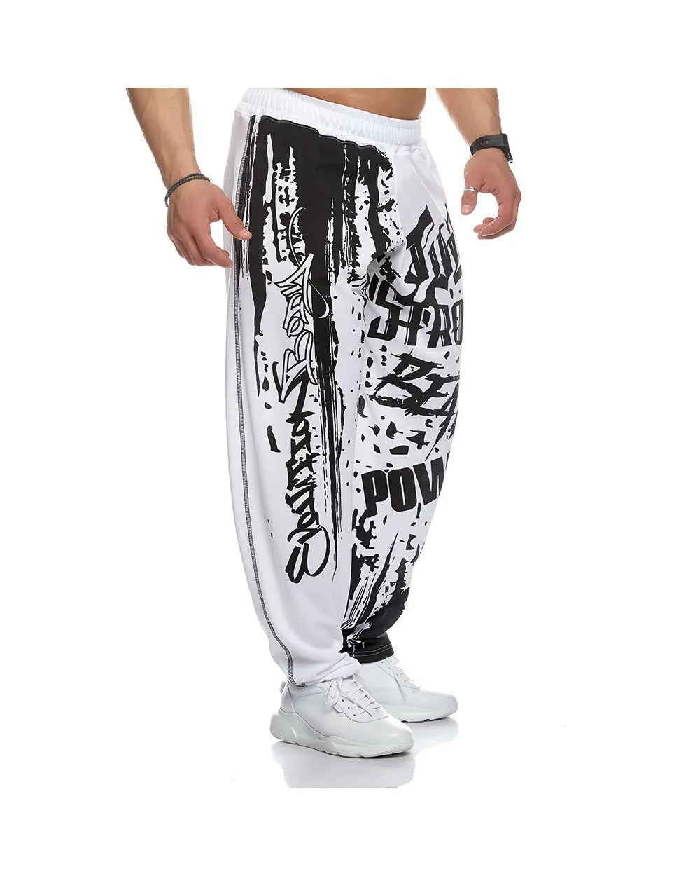Mens Training Sport Trousers GYM Thin Pants Joggers Male Slim Casual Workout Fitness Running Graffiti Printed Breathable Pants