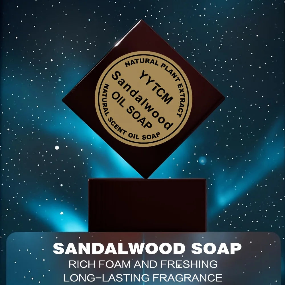 Sandalwood Soap, Men's Fragrance Soap, Long-Lasting Light Fragrance, Bath, Hand-Washing, Face-Washing Soap, Gentle Skin Care, Gift-Giving, Personal Use 65G/Piece