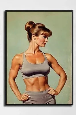 Bodybuilder Woman Canvas Painting Wall Art Female Exercise Weightlifting Poster Gym Room Home Decor Vintage Gifts for Girls