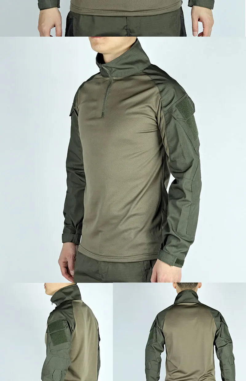 Army Outdoors T Shirt Long Sleeve Combat Shirt Tactical Clothing BreathableTraining Hunting Clothes Hiking Shirt Work Wear Men