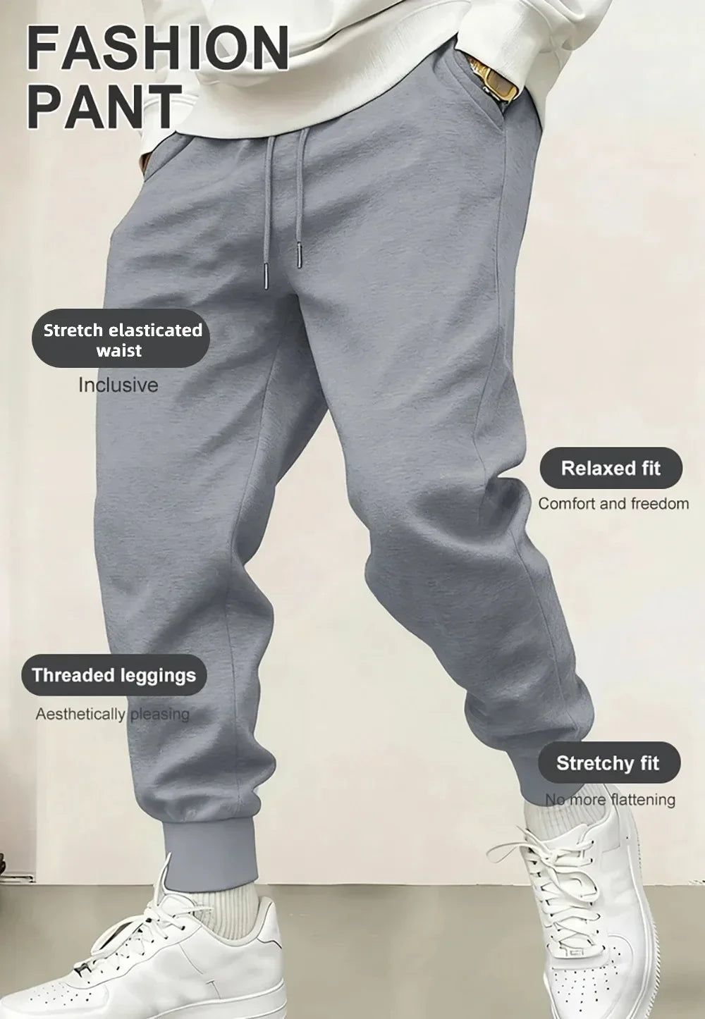 Mens Casual Pants Autumn Winter Sweatpants Gym Trousers Fashion Solid Color Workout Long Pants Men Running Jogger Sports