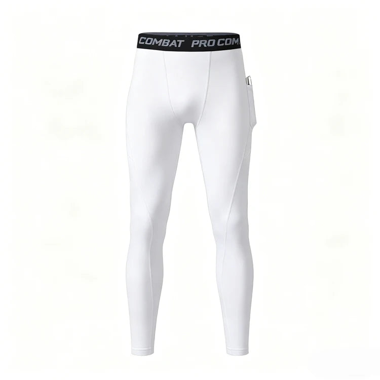 Compression Pant Men Training Gym Leggings with Pockets Running Tights Fitness Basketball Jogging Workout Trouser Polyester