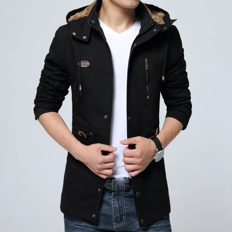Winter Men's Thermal Padded Jackets Fashion Men Fleece Warm Hooded Coats Casual Men Army Tactical Hiking Jackets Brand Clothing