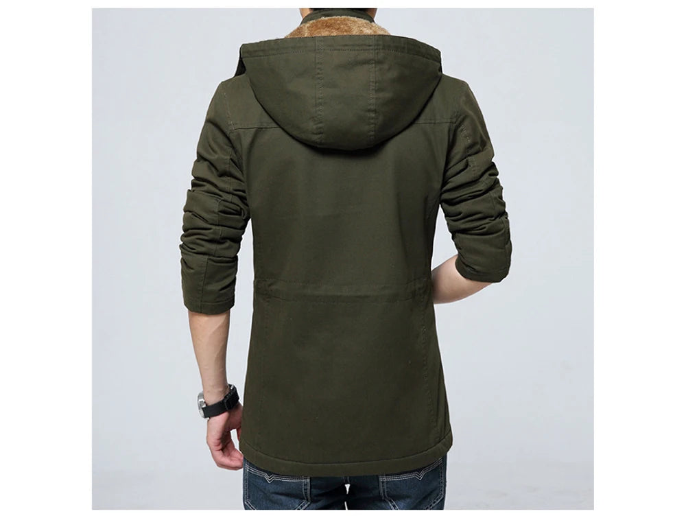 Winter Men's Thermal Padded Jackets Fashion Men Fleece Warm Hooded Coats Casual Men Army Tactical Hiking Jackets Brand Clothing