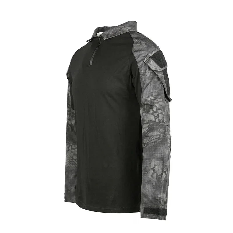 Outdoor Tactical Hiking T-Shirts Men Combat Military Army CP Camouflage Long Sleeve Hunting Climbing Shirt Cotton Sport Clothes