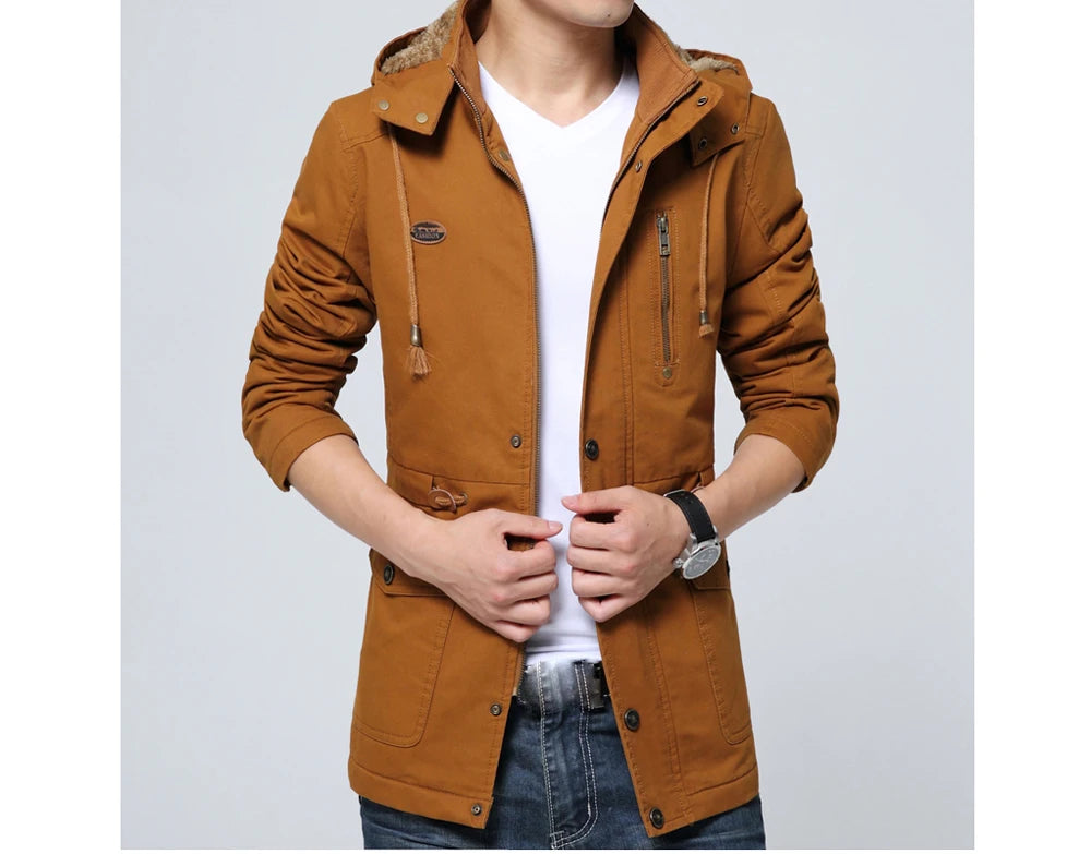 Winter Men's Thermal Padded Jackets Fashion Men Fleece Warm Hooded Coats Casual Men Army Tactical Hiking Jackets Brand Clothing