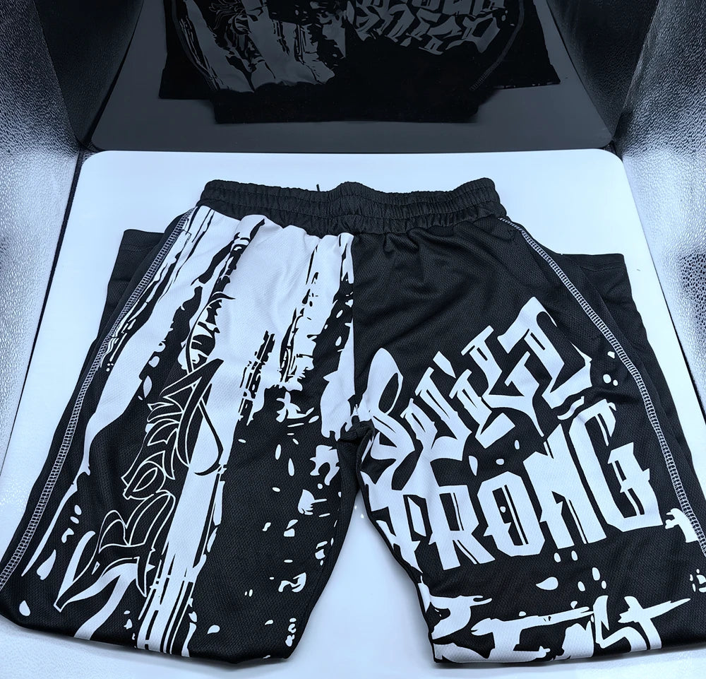 Mens Training Sport Trousers GYM Thin Pants Joggers Male Slim Casual Workout Fitness Running Graffiti Printed Breathable Pants