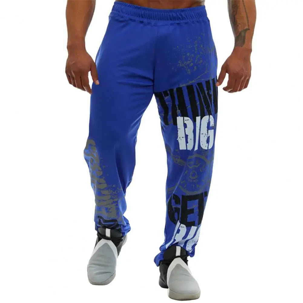 Men Pants Loose Straight Mid Waist Deep Fashion Pants Crotch Digital Printing Jogging Soft Elastic Waist Men Trousers for Gym