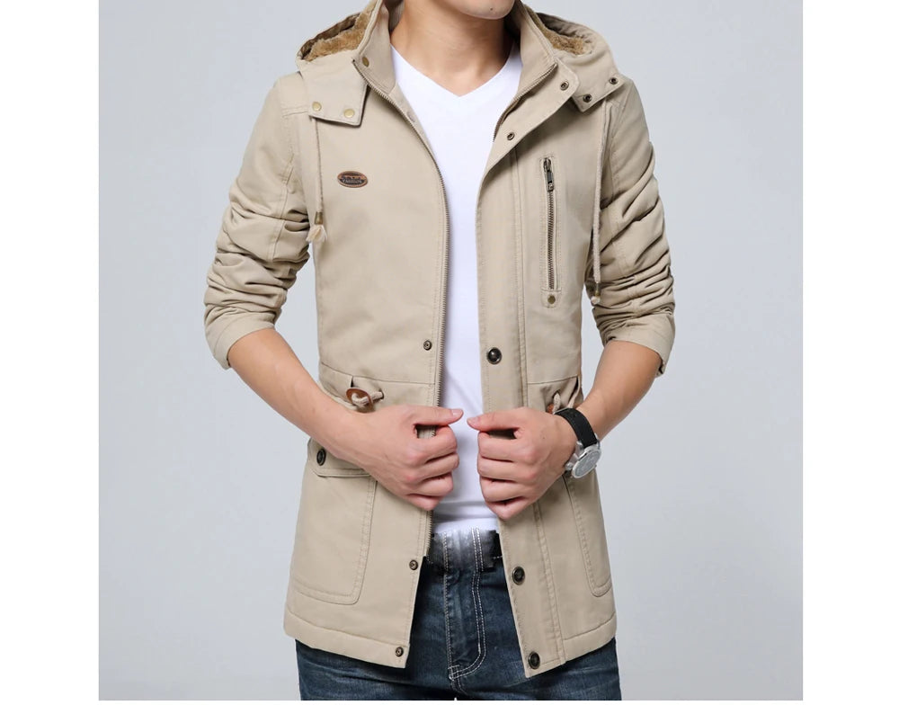 Winter Men's Thermal Padded Jackets Fashion Men Fleece Warm Hooded Coats Casual Men Army Tactical Hiking Jackets Brand Clothing