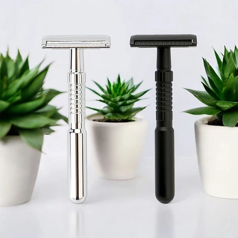 Men's ECO-Friendly Safety Razor Sustainable Shaving Tool for Responsible Grooming with Storage Box & 5 Platinum Advanced Blades