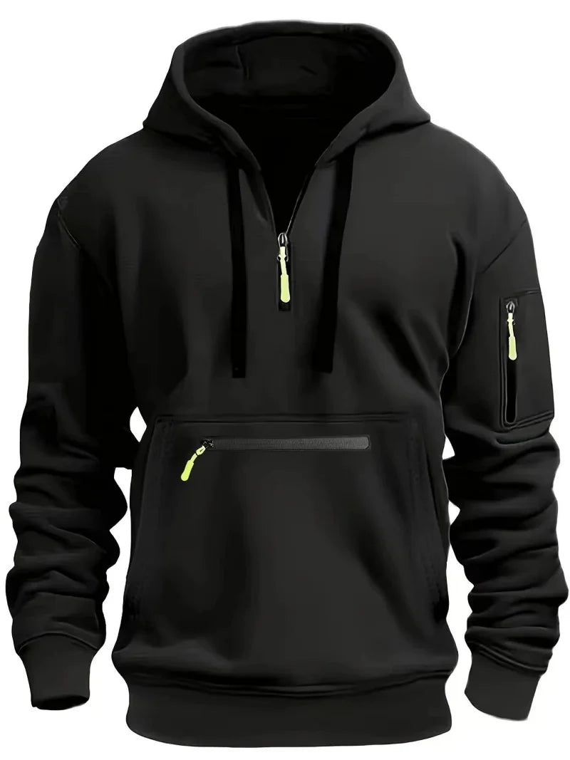 Men Hoodie With Armor Men Sweatshirts Spring Thicker Pullover Half Zipper Pullover Male Hoody Sports Autumn Solid Color Coat