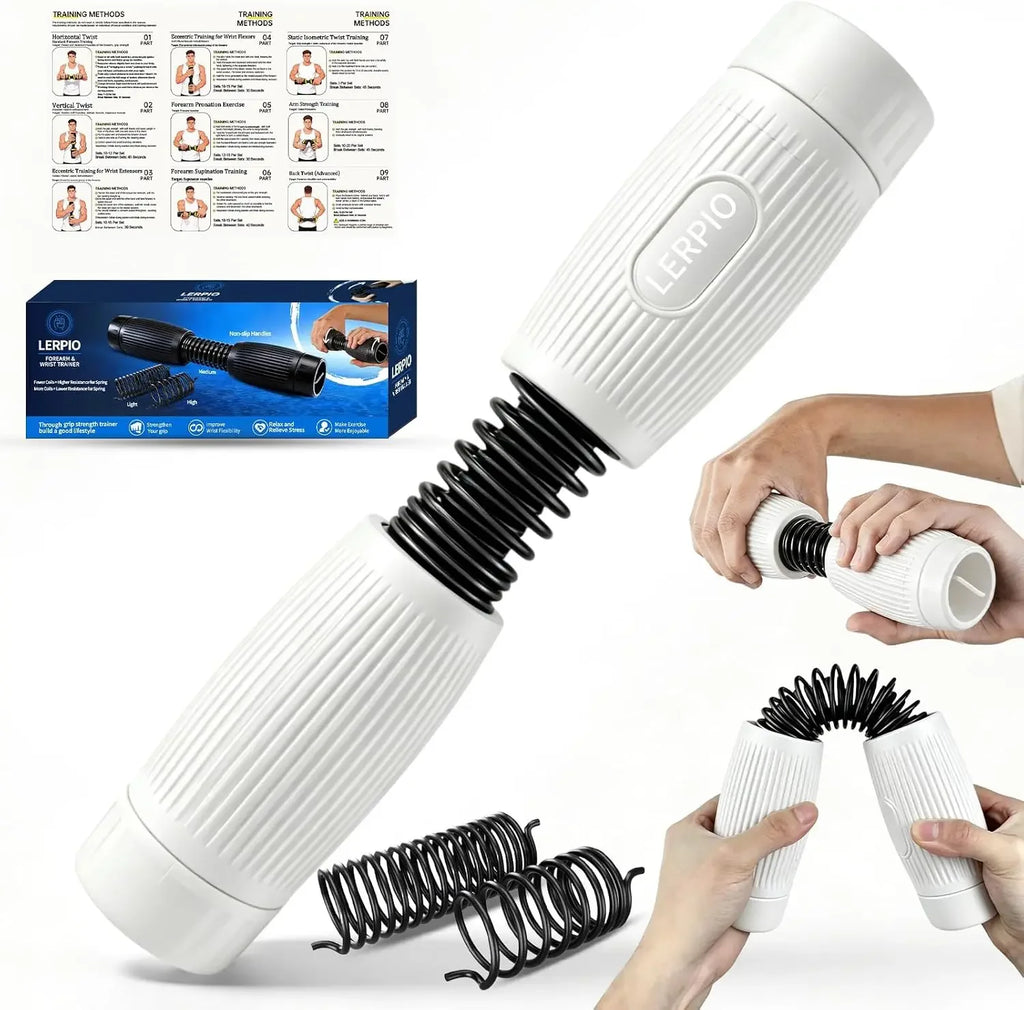 Adjustable Resistance Forearm Exerciser Wrist Strengthener with Interchangeable Springs,  Arm Grip Strength Trainer for Home Gym