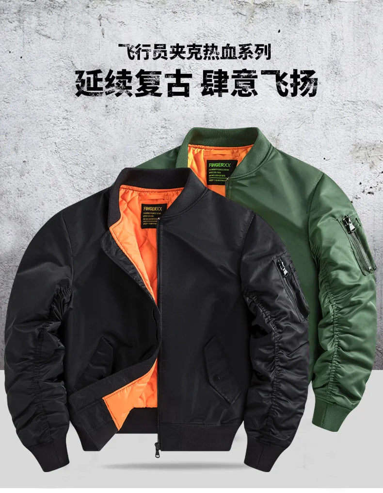 Winter Jackets for Boys Coat Men Lightweight Thick Army MA-1 Flight Bomber Jackets Streetwear Varsity Pilot Parkas Coat Men