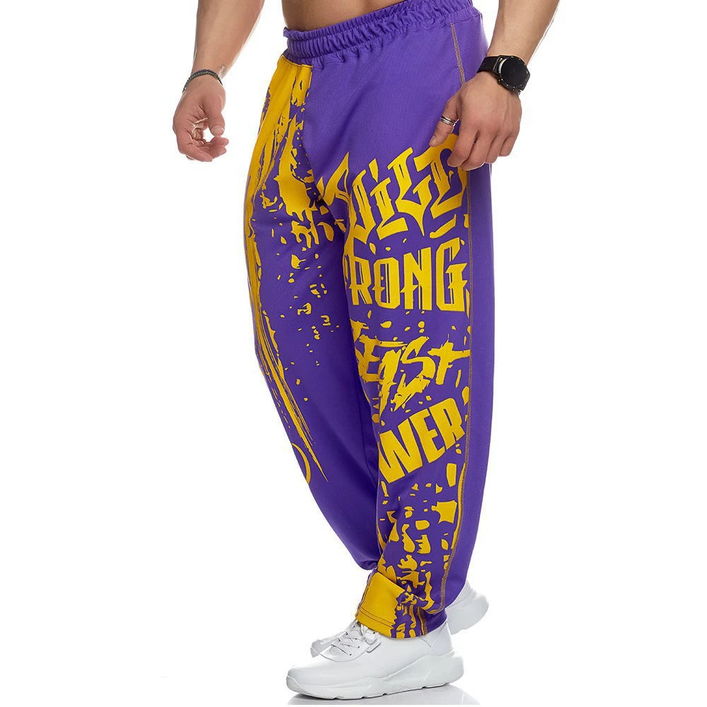 Mens Training Sport Trousers GYM Thin Pants Joggers Male Slim Casual Workout Fitness Running Graffiti Printed Breathable Pants