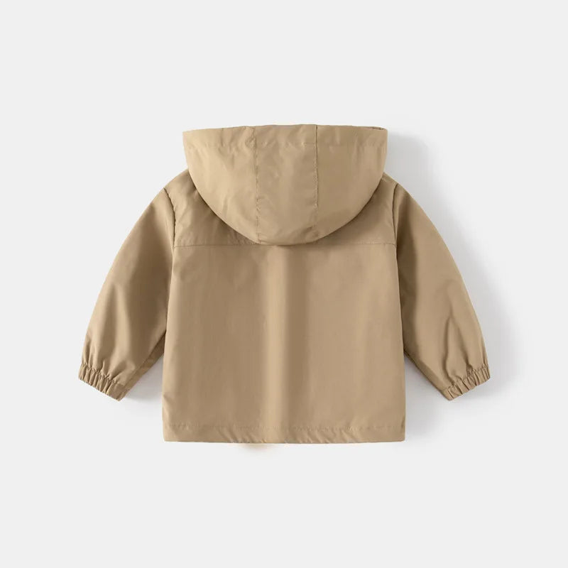 Children's Hooded Jacket 2-7Y Autumn Boy's Windbreaker Zipper Hoodie Baby Solid Color Jacket