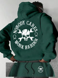 Men Gym Hoodie Nobody Cares Work Harder Skull Wrench Print Oversized Streetwear Sweatshirt Casual Fitness Pullover Tops