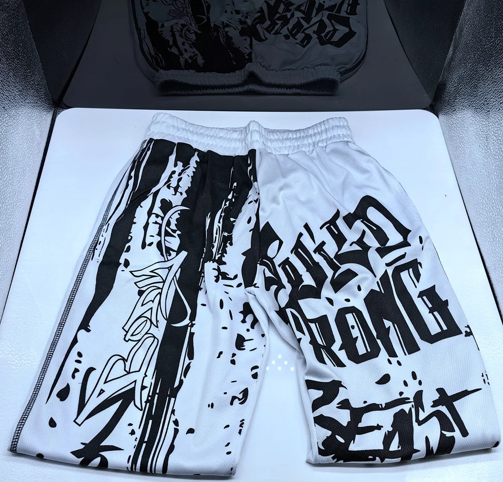 Mens Training Sport Trousers GYM Thin Pants Joggers Male Slim Casual Workout Fitness Running Graffiti Printed Breathable Pants