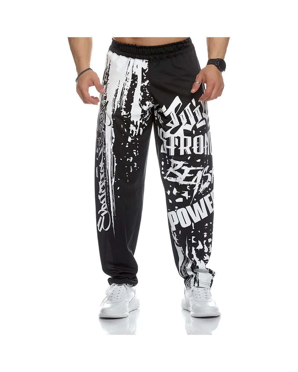 Mens Training Sport Trousers GYM Thin Pants Joggers Male Slim Casual Workout Fitness Running Graffiti Printed Breathable Pants