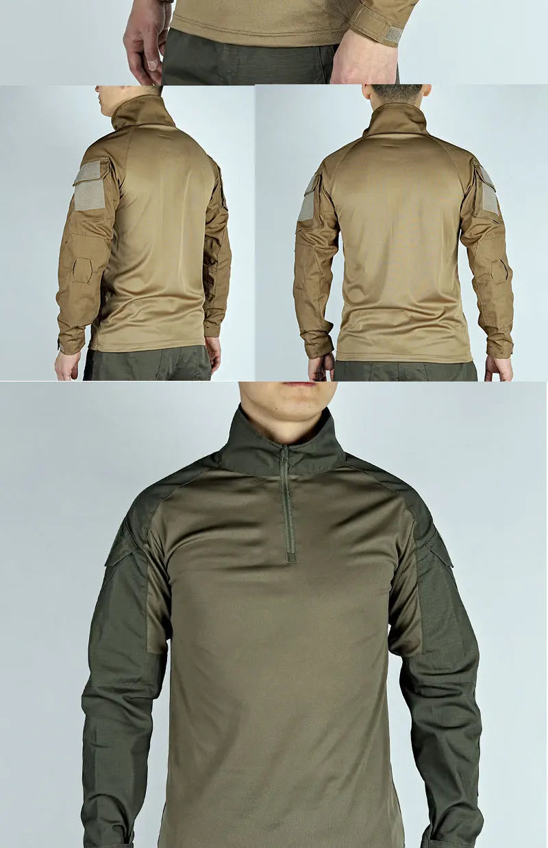 Army Outdoors T Shirt Long Sleeve Combat Shirt Tactical Clothing BreathableTraining Hunting Clothes Hiking Shirt Work Wear Men