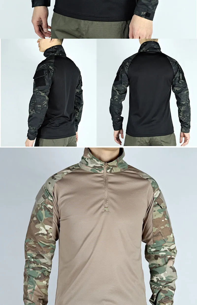 Army Outdoors T Shirt Long Sleeve Combat Shirt Tactical Clothing BreathableTraining Hunting Clothes Hiking Shirt Work Wear Men