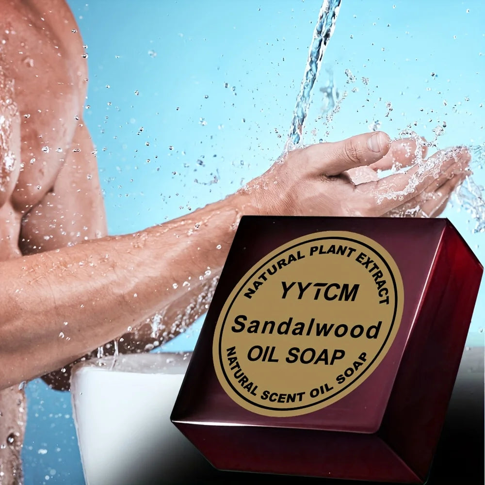 Sandalwood Soap, Men's Fragrance Soap, Long-Lasting Light Fragrance, Bath, Hand-Washing, Face-Washing Soap, Gentle Skin Care, Gift-Giving, Personal Use 65G/Piece