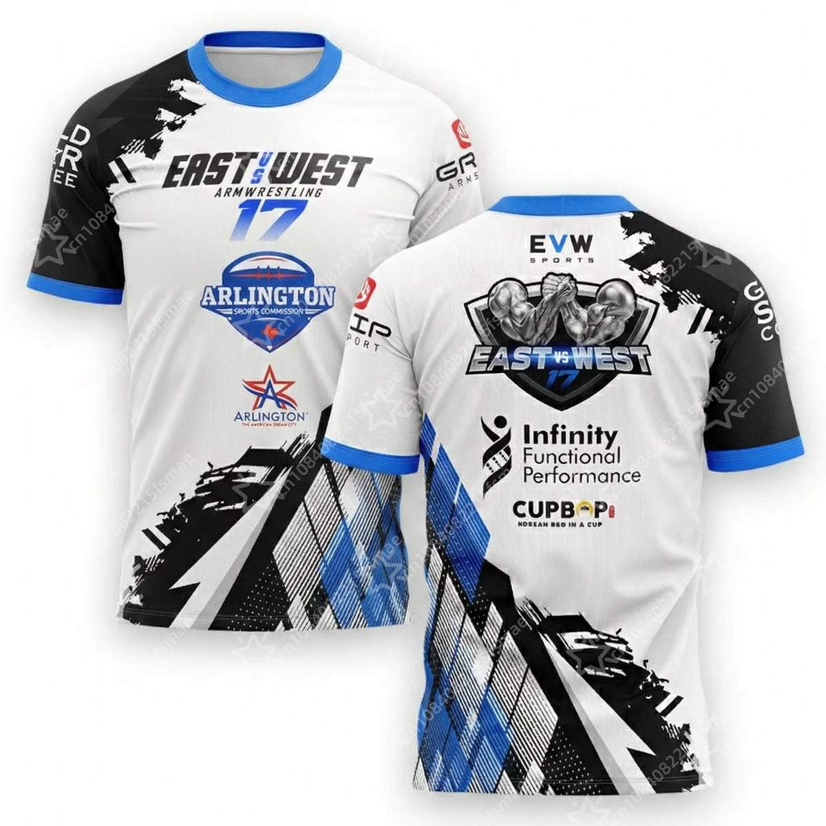 The East vs West Series 22 To 24 Armwrestling T-Shirt Atlantic City Sports Jersey Men's Breathable Quick Dry Fitness Gym Tee Top