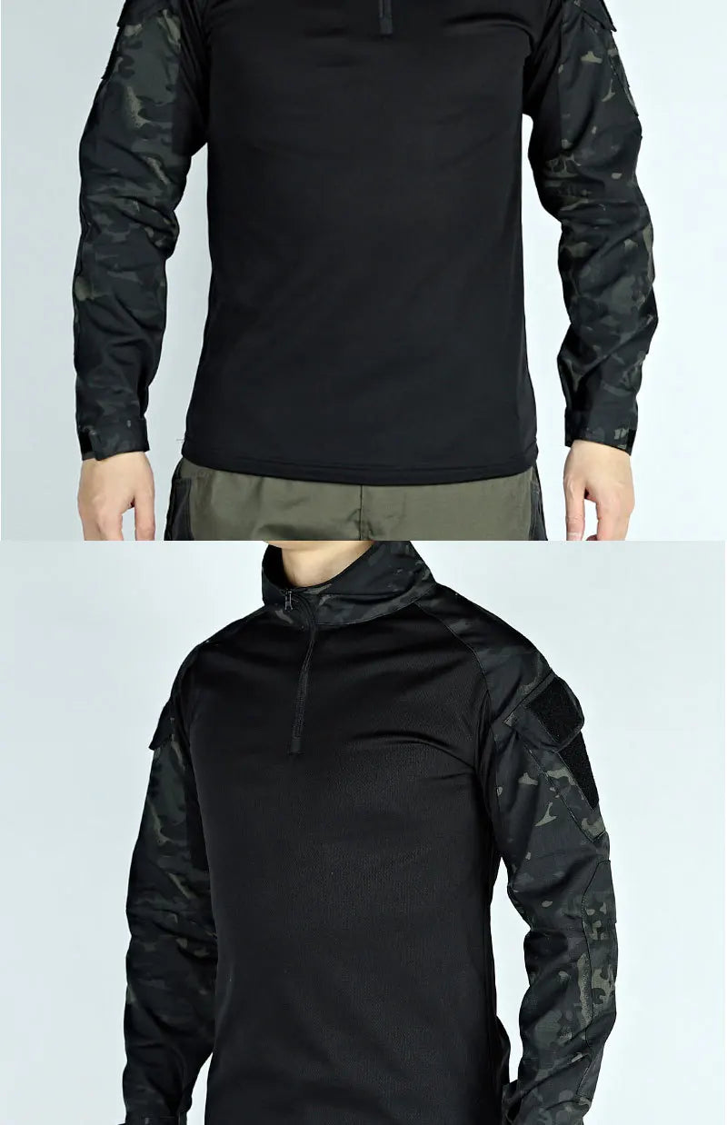 Army Outdoors T Shirt Long Sleeve Combat Shirt Tactical Clothing BreathableTraining Hunting Clothes Hiking Shirt Work Wear Men