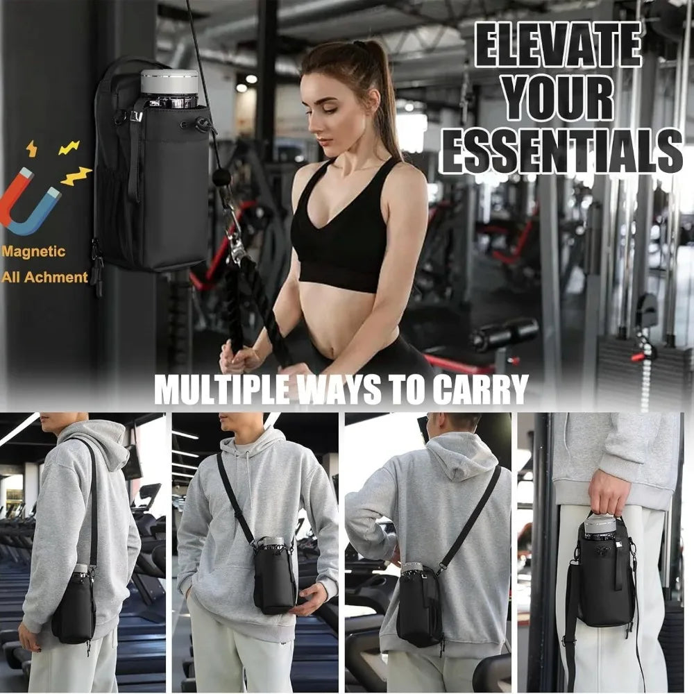 Magnetic Gym Bag and Gym Pouch Anti-Slip Waterproof  with Multifunctional Water Bottle Bag Fitness Camping Hiking Outdoor Sports