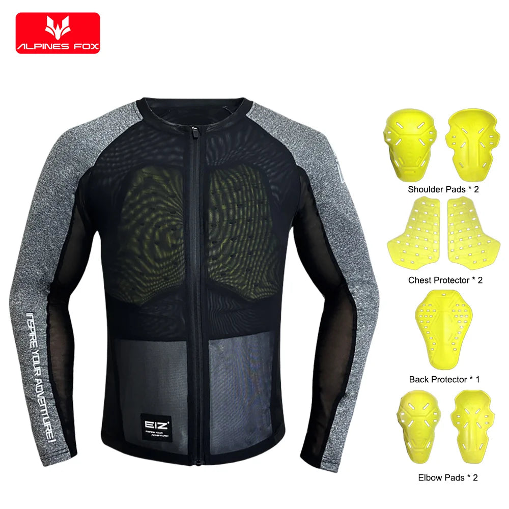 Men Motorcycle Jacket with Soft Gear Racing Pads MTB Downhill Sports Breathable High Elastic Lightweight Motocross Shirt