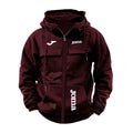JOMA Men's Loose Fleece-lined Hoodie Jacket with Multiple Pockets Retro American Style Spring Autumn Winter Casual Outerwear