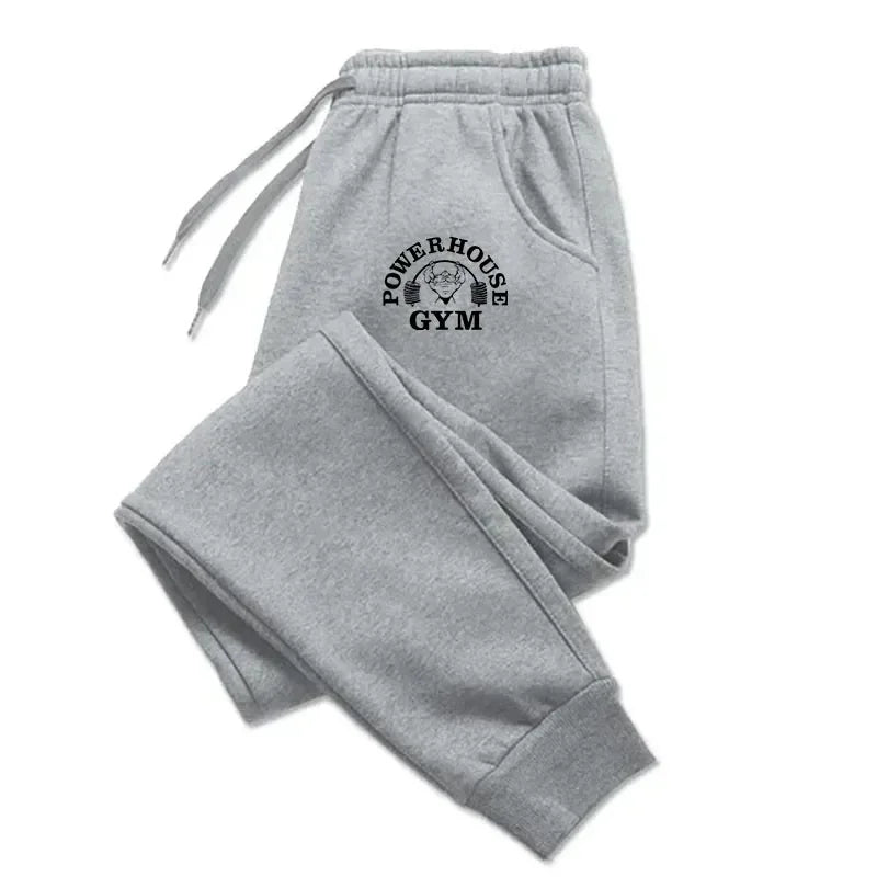 GYM Powerhouse Print Pants Men Casual Sports Pants Running Workout Jogging Long Pants Men Fleece Jogger Sweatpants Long Pants