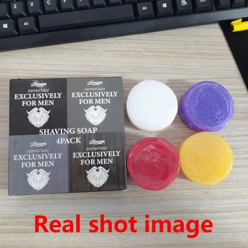 4/1pcs Mens Beard Shaving Soap Hand Made Smooth Texture Dense Bar Keep The Face Fresh Clean Organic Foam Shaving Cream for Men