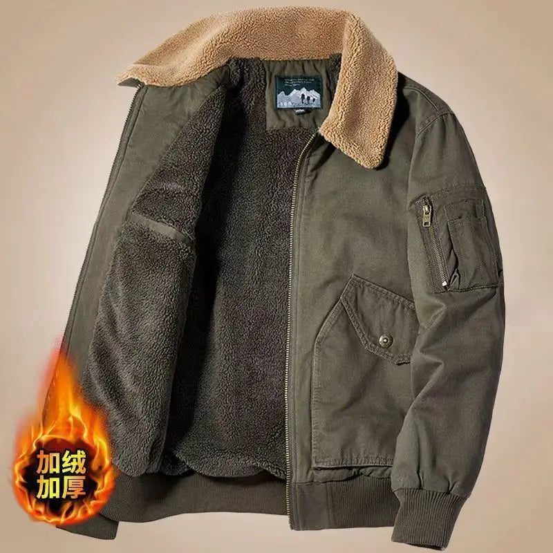 Winter Men's Cargo Jacket Men High-quality Lamb Cashmere Jackets Thickened Warm Coat Fashion Casual Jackets Men Fleece Clothing