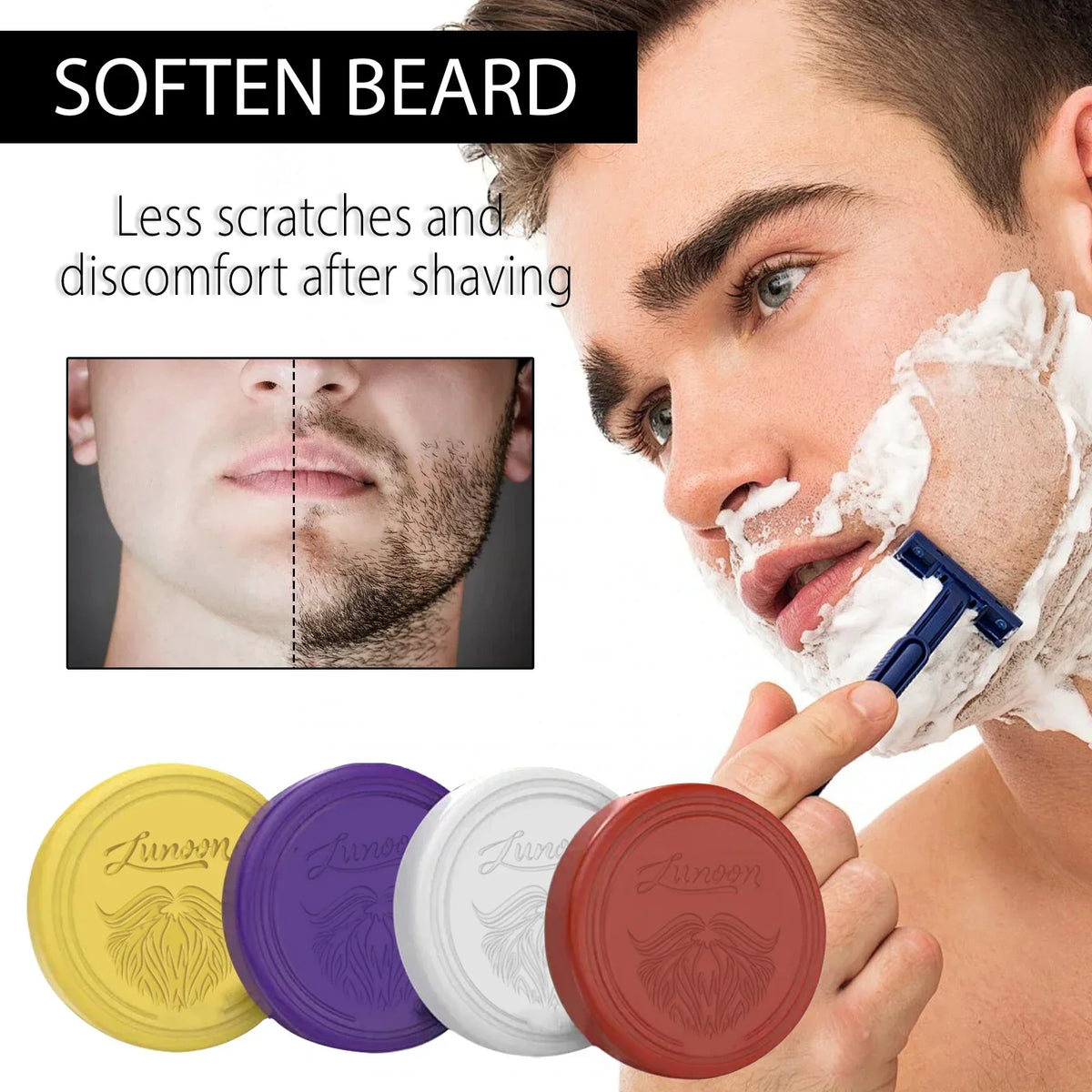 4/1pcs Mens Beard Shaving Soap Hand Made Smooth Texture Dense Bar Keep The Face Fresh Clean Organic Foam Shaving Cream for Men