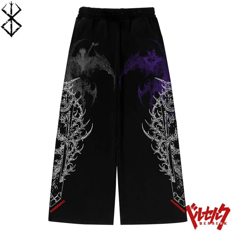 Unisex Gothic Streetwear Gym Pants Men Women Casual Drawstring Loose Fit Workout Wide Leg Trousers Jogger Fitness Long Pants