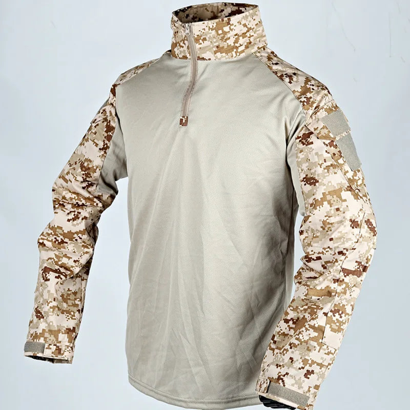 Army Outdoors T Shirt Long Sleeve Combat Shirt Tactical Clothing BreathableTraining Hunting Clothes Hiking Shirt Work Wear Men