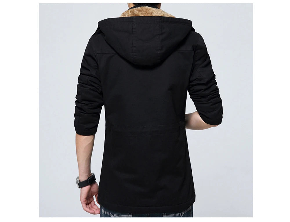Winter Men's Thermal Padded Jackets Fashion Men Fleece Warm Hooded Coats Casual Men Army Tactical Hiking Jackets Brand Clothing
