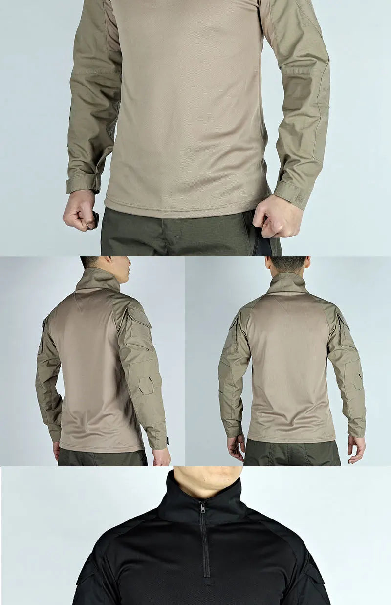Army Outdoors T Shirt Long Sleeve Combat Shirt Tactical Clothing BreathableTraining Hunting Clothes Hiking Shirt Work Wear Men