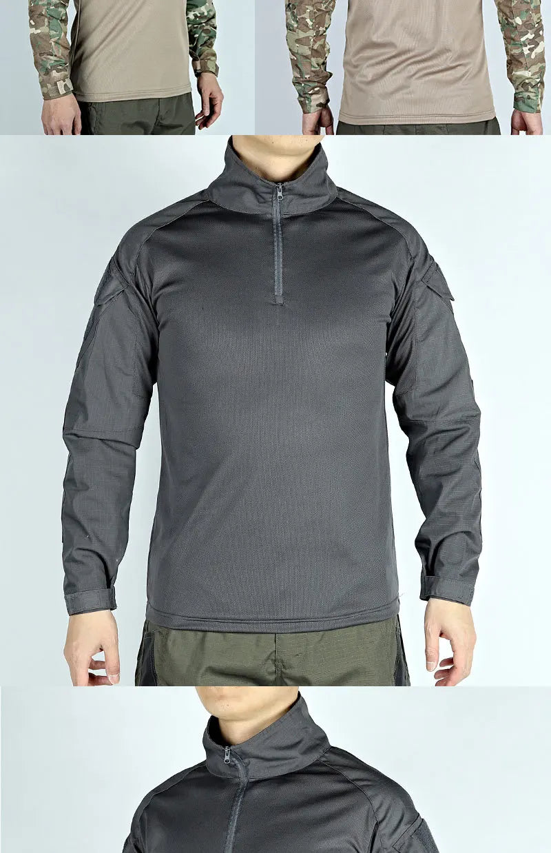 Army Outdoors T Shirt Long Sleeve Combat Shirt Tactical Clothing BreathableTraining Hunting Clothes Hiking Shirt Work Wear Men