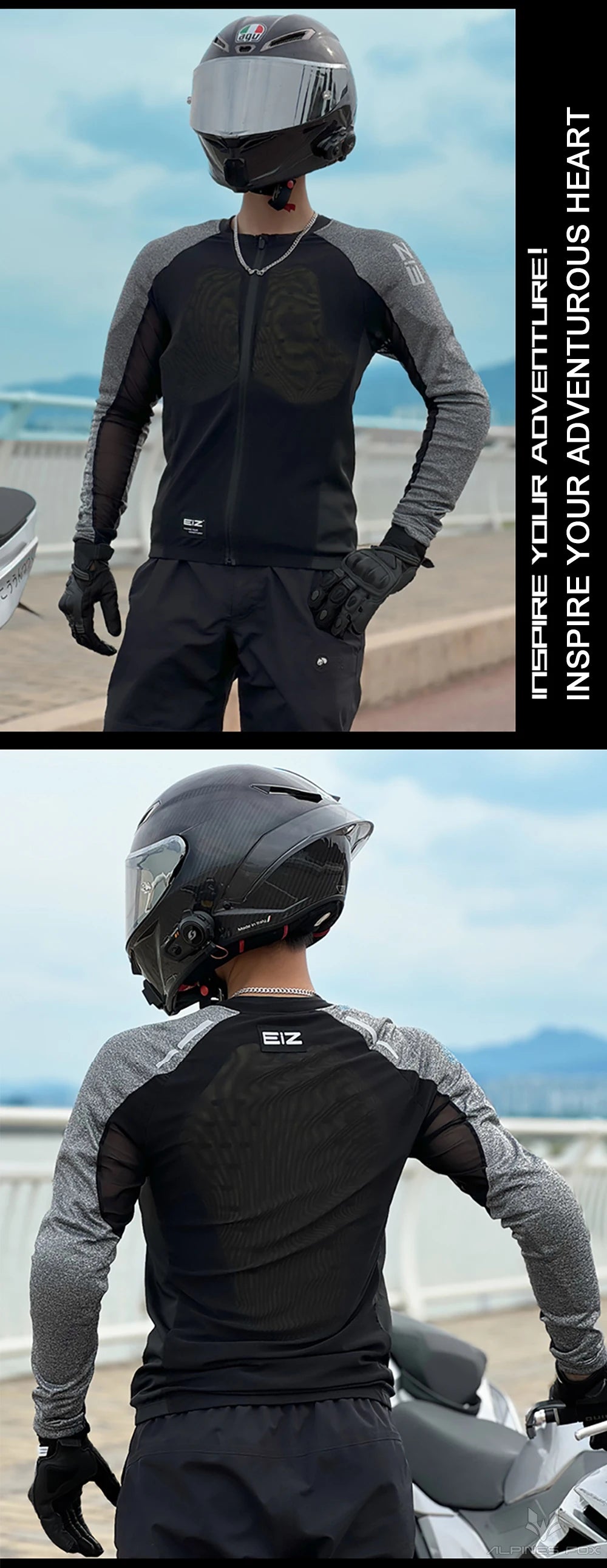 Men Motorcycle Jacket with Soft Gear Racing Pads MTB Downhill Sports Breathable High Elastic Lightweight Motocross Shirt