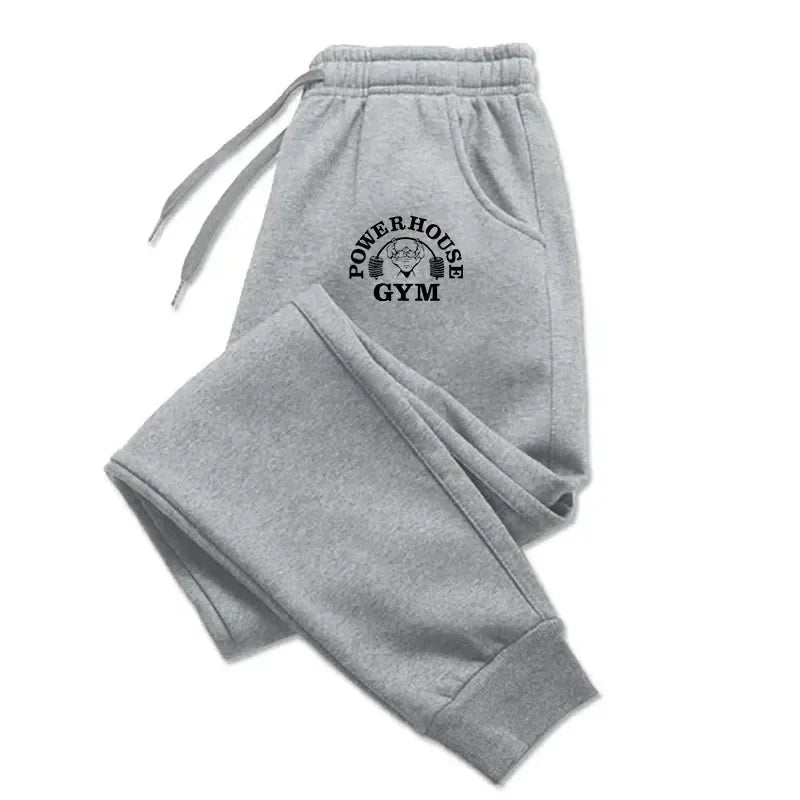 GYM Powerhouse Print Pants Men Casual Sports Pants Running Workout Jogging Long Pants Men Fleece Jogger Sweatpants Long Pants